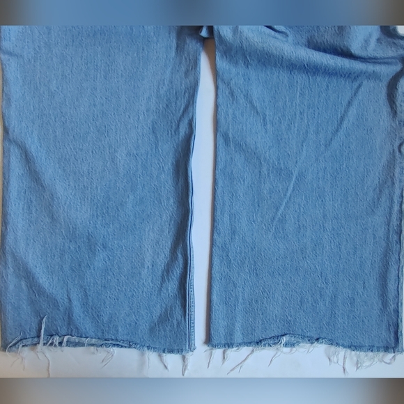 Abercrombie & Fitch The High Rise Wide Leg Jeans Raw Hem Women's Blue 35 L NWOT - Picture 15 of 16